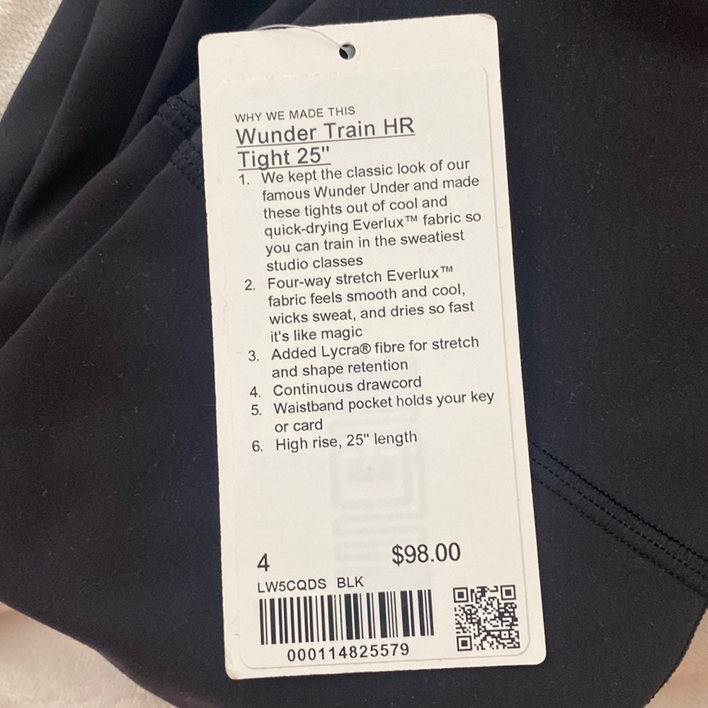 NWT lululemon Wunder Train HR Tight 25” size 4